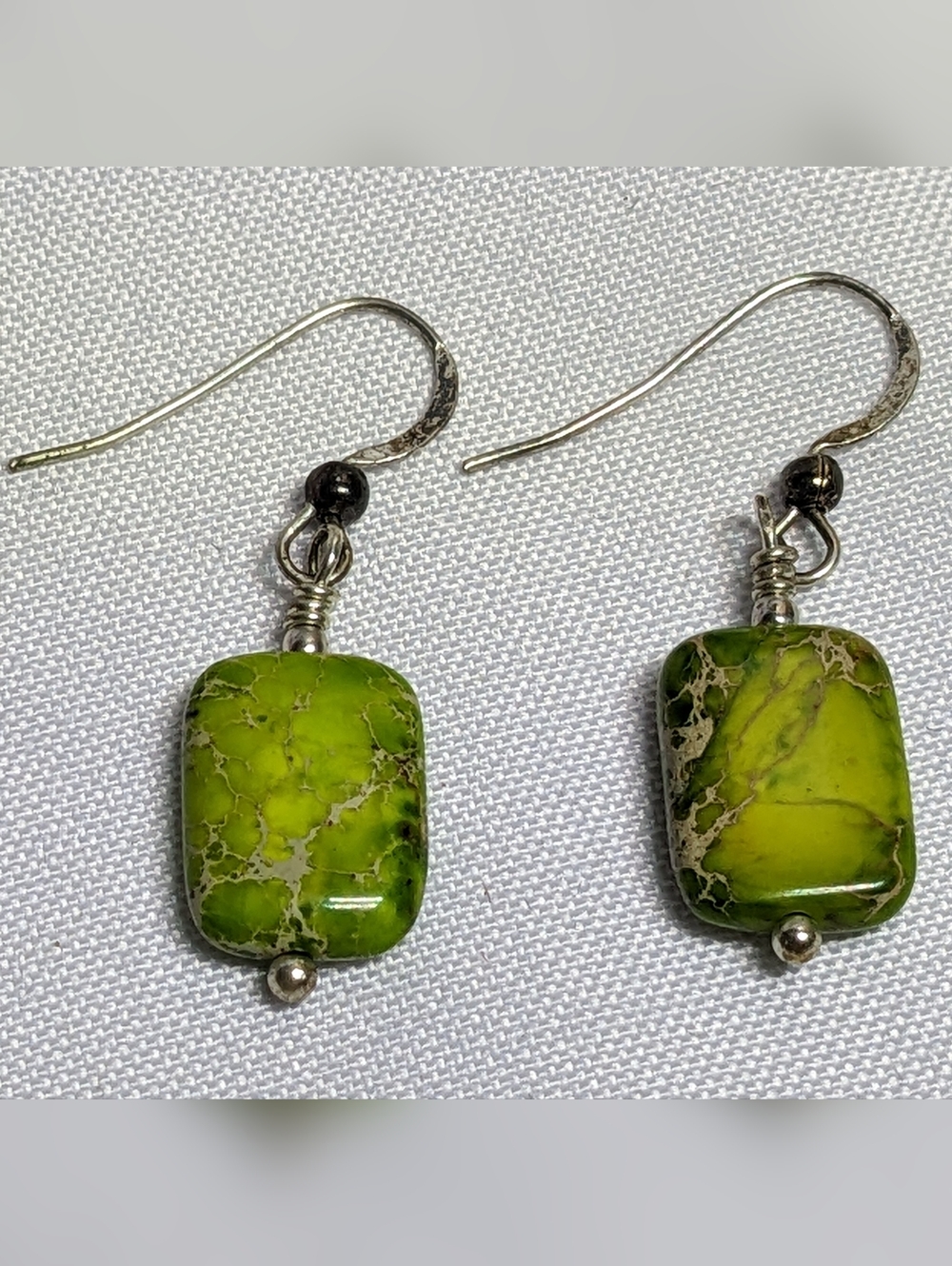 Vintage Gaspeite? Stone Earrings On Sterling Silver Hooks